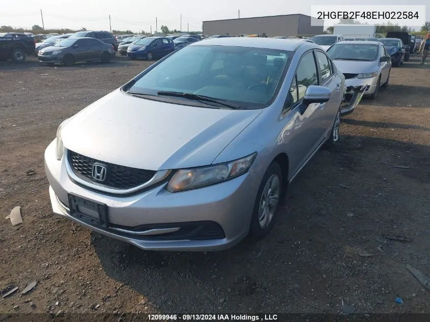 2014 Honda Civic Sedan VIN: 2HGFB2F48EH022584 Lot: 12099946