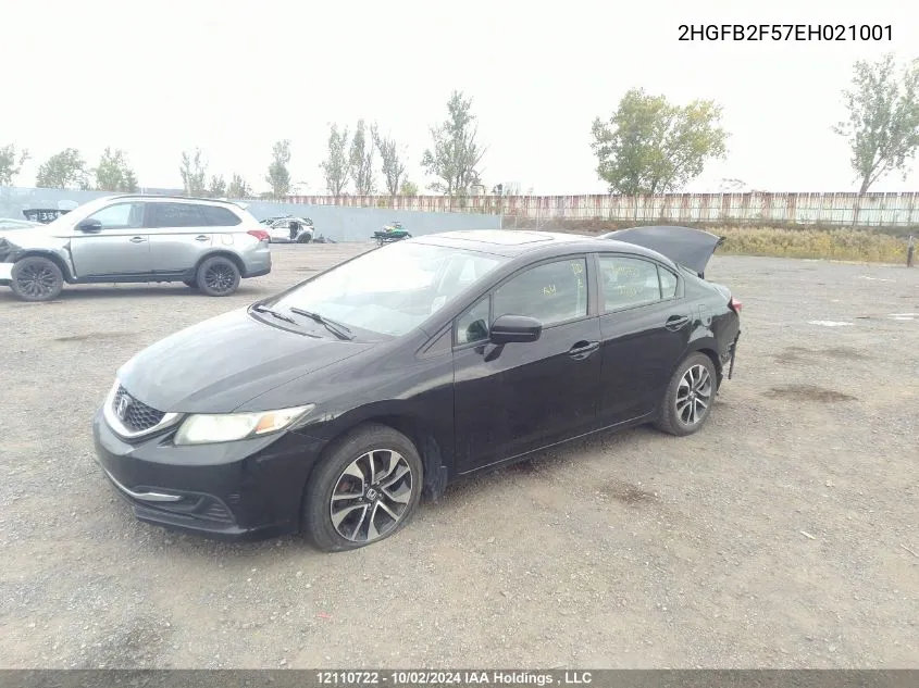 2014 Honda Civic Lx VIN: 2HGFB2F57EH021001 Lot: 12110722