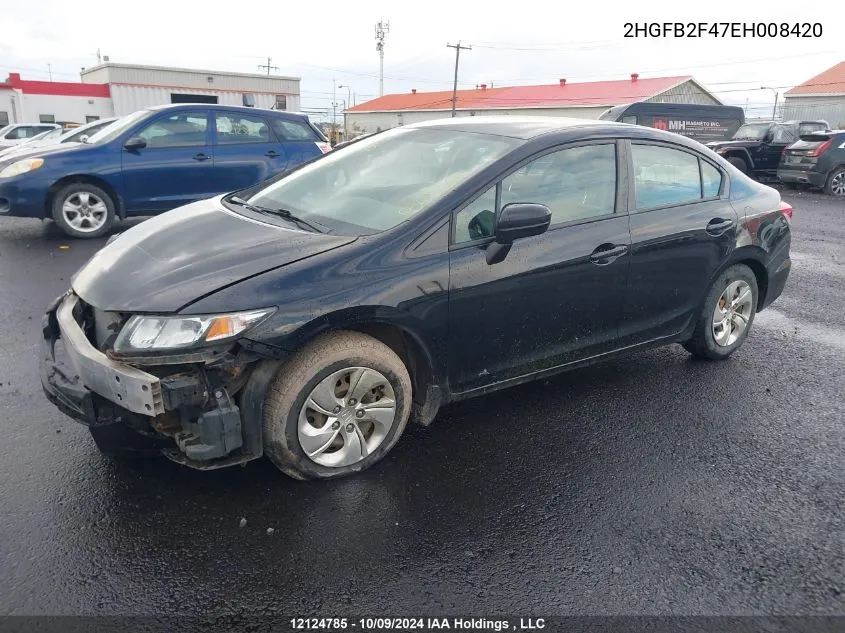 2014 Honda Civic Lx VIN: 2HGFB2F47EH008420 Lot: 12124785