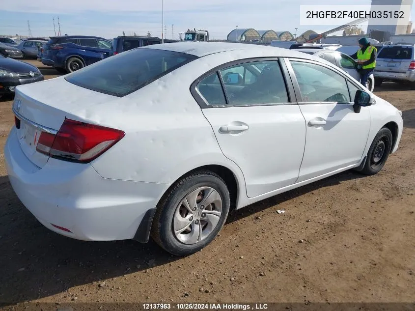 2014 Honda Civic Sedan VIN: 2HGFB2F40EH035152 Lot: 12137953