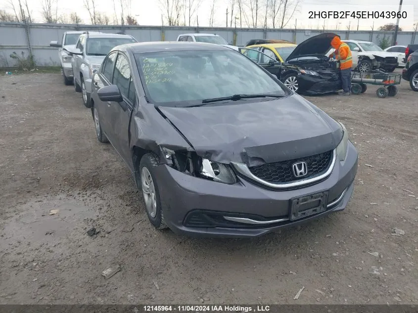 2014 Honda Civic Sedan VIN: 2HGFB2F45EH043960 Lot: 12145964