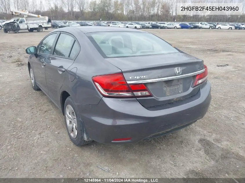 2014 Honda Civic Sedan VIN: 2HGFB2F45EH043960 Lot: 12145964