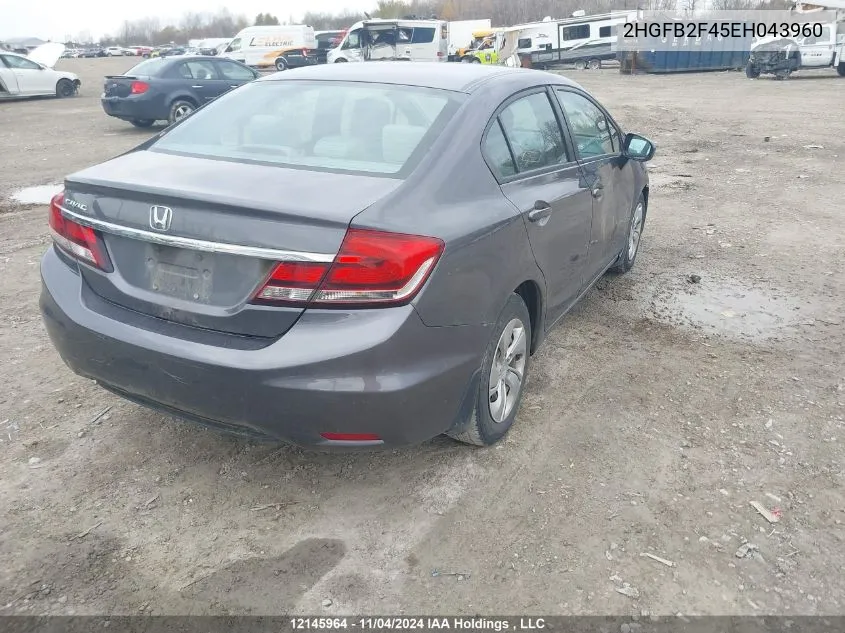 2014 Honda Civic Sedan VIN: 2HGFB2F45EH043960 Lot: 12145964