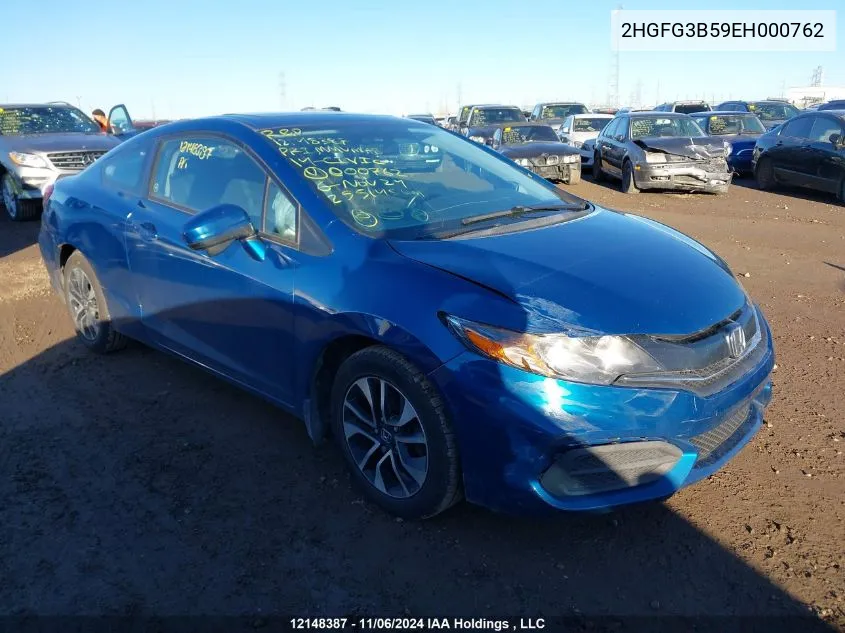 2014 Honda Civic Lx VIN: 2HGFG3B59EH000762 Lot: 12148387