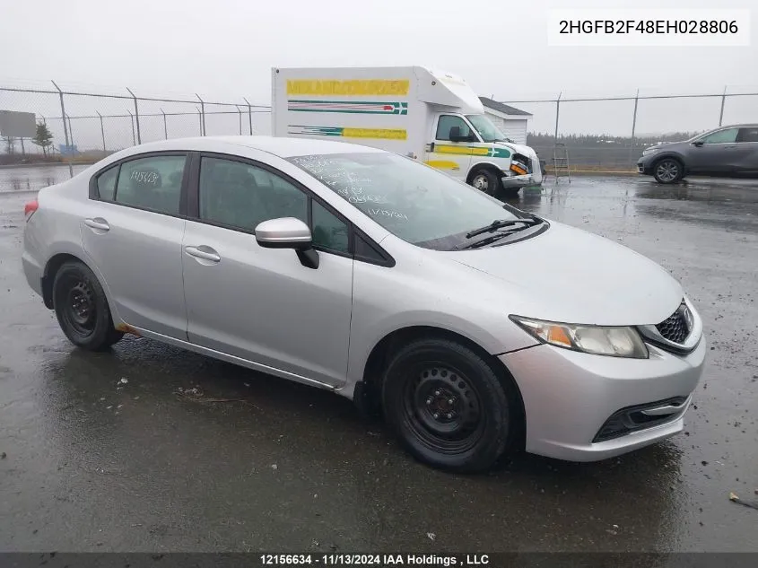 2014 Honda Civic Lx VIN: 2HGFB2F48EH028806 Lot: 12156634