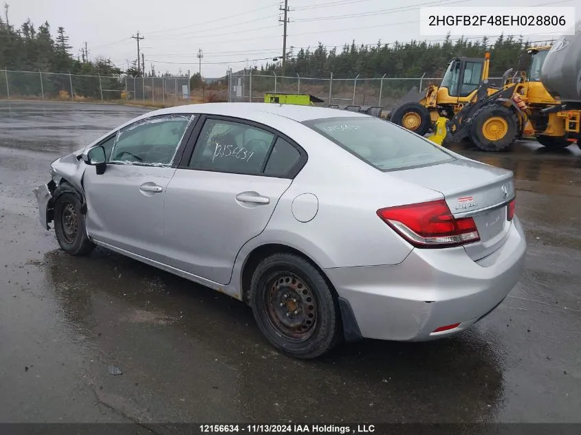 2014 Honda Civic Lx VIN: 2HGFB2F48EH028806 Lot: 12156634