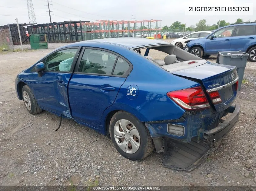 2014 Honda Civic Lx VIN: 2HGFB2F51EH553733 Lot: 39579135