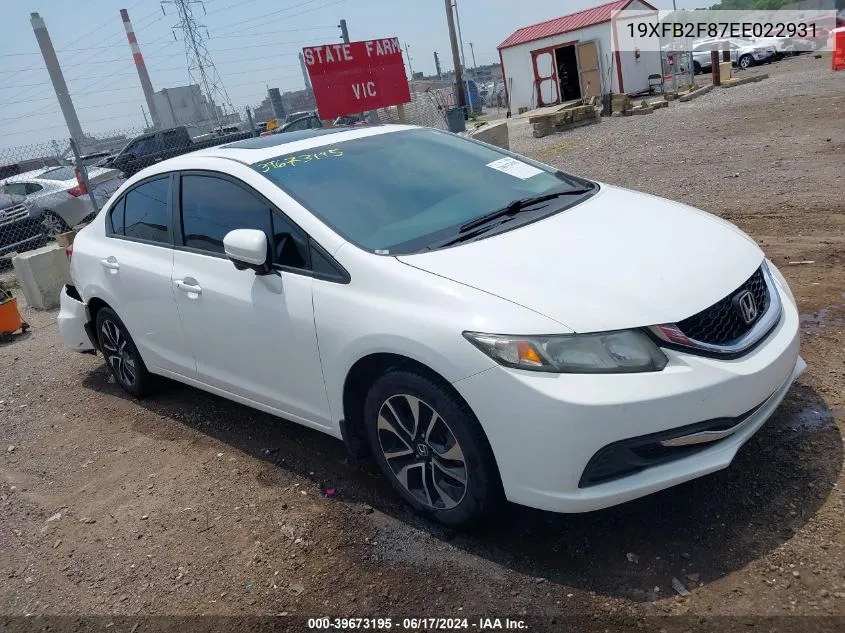 2014 Honda Civic Ex VIN: 19XFB2F87EE022931 Lot: 39673195