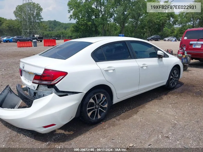 2014 Honda Civic Ex VIN: 19XFB2F87EE022931 Lot: 39673195