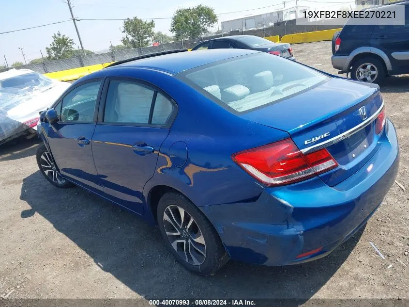 2014 Honda Civic Ex VIN: 19XFB2F8XEE270221 Lot: 40070993