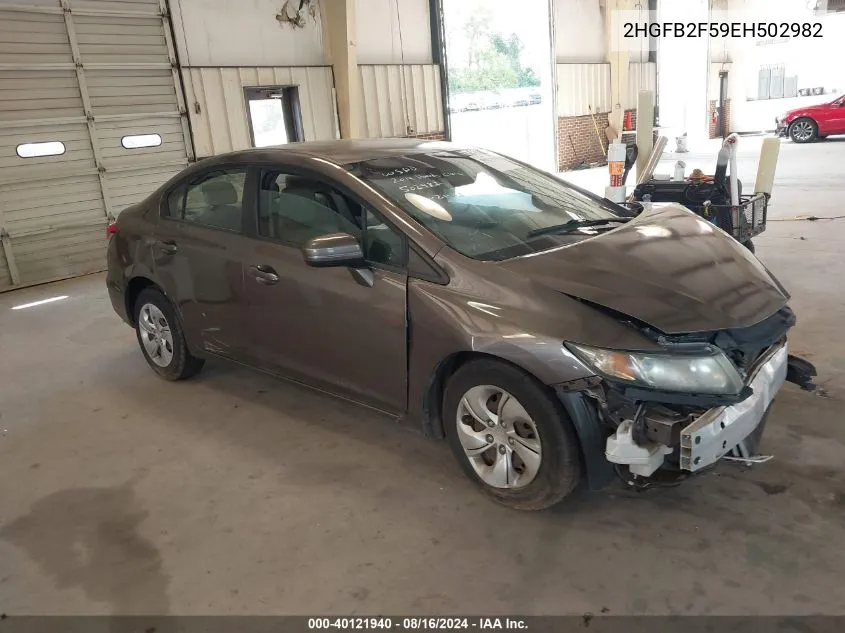 2014 Honda Civic Lx VIN: 2HGFB2F59EH502982 Lot: 40121940