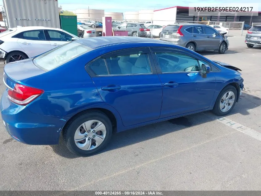 2014 Honda Civic Lx VIN: 19XFB2F59EE024217 Lot: 40124265