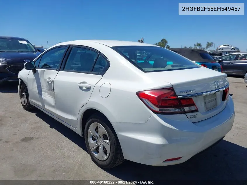 2014 Honda Civic Lx VIN: 2HGFB2F55EH549457 Lot: 40160222