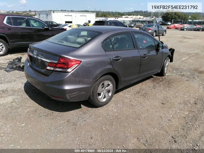 2014 Honda Civic Lx VIN: 19XFB2F54EE231792 Lot: 40176660