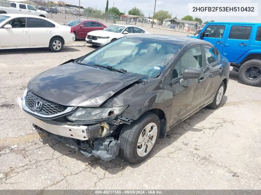 2HGFB2F53EH510432 2014 Honda Civic Lx