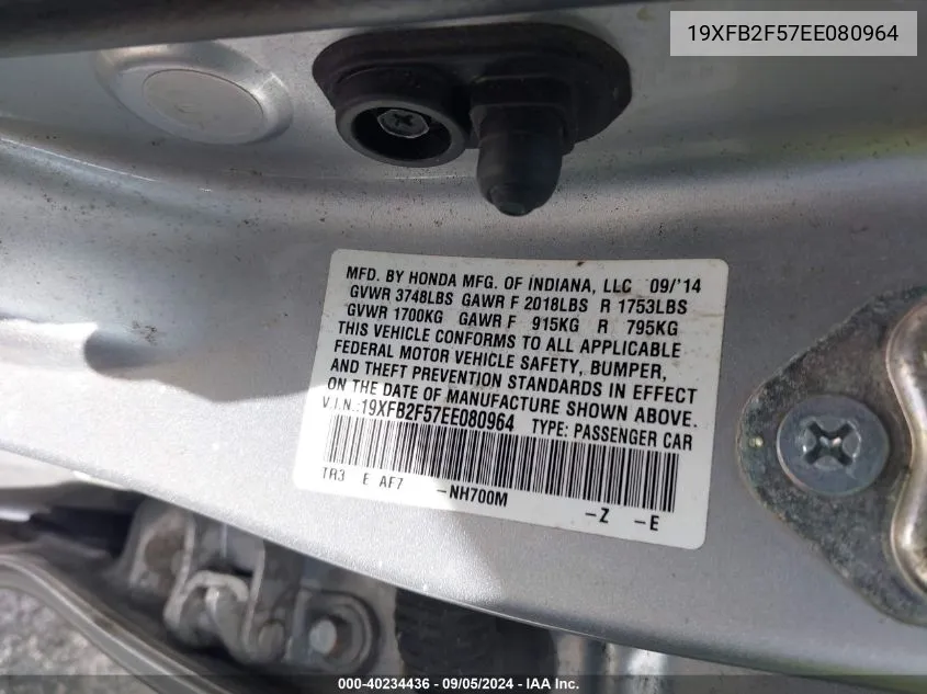 19XFB2F57EE080964 2014 Honda Civic Lx