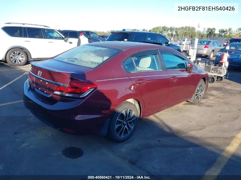 2014 Honda Civic Ex VIN: 2HGFB2F81EH540426 Lot: 40560421