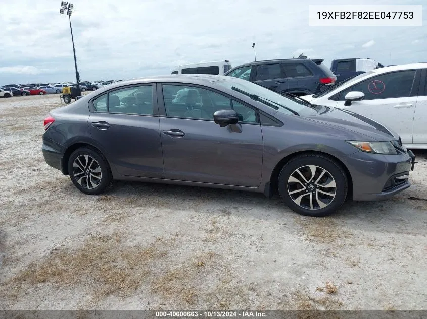 2014 Honda Civic Ex VIN: 19XFB2F82EE047753 Lot: 40600663