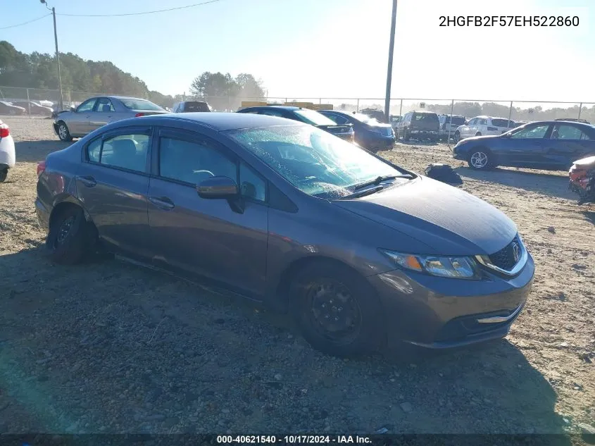 2014 Honda Civic Lx VIN: 2HGFB2F57EH522860 Lot: 40621540