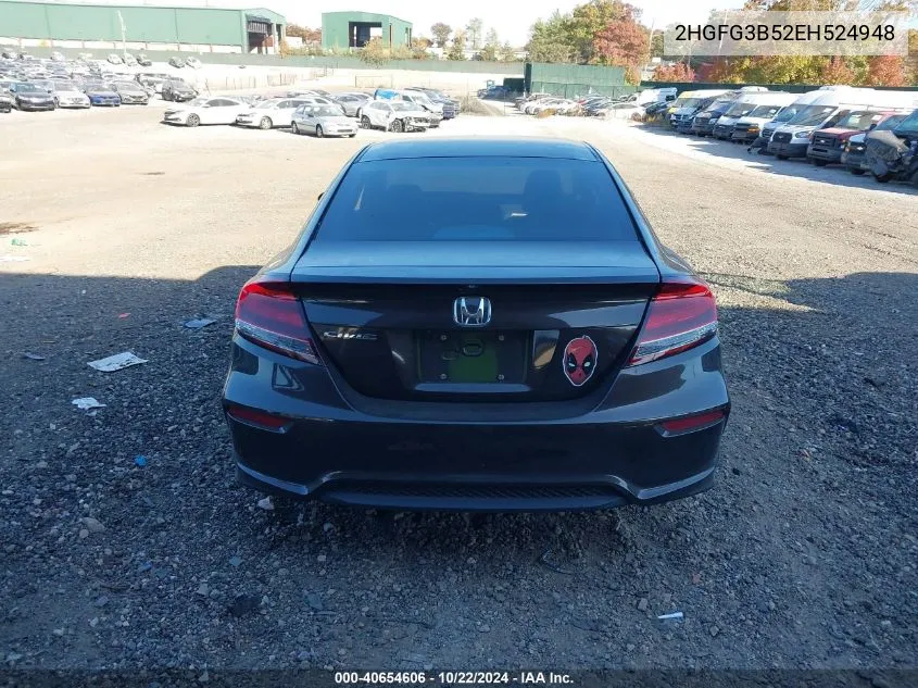 2014 Honda Civic Lx VIN: 2HGFG3B52EH524948 Lot: 40654606