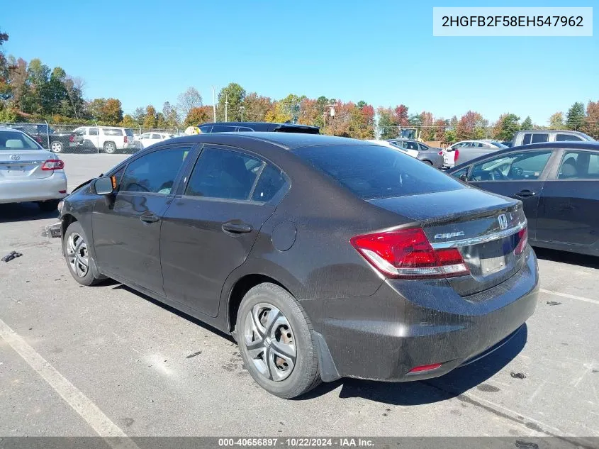 2014 Honda Civic Lx VIN: 2HGFB2F58EH547962 Lot: 40656897