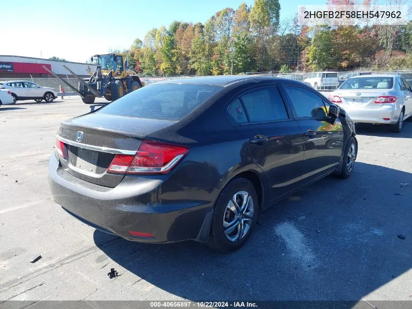 2014 Honda Civic Lx VIN: 2HGFB2F58EH547962 Lot: 40656897