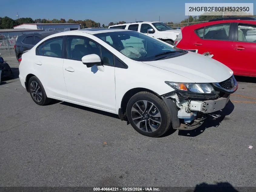 2014 Honda Civic Ex VIN: 2HGFB2F80EH532950 Lot: 40664221