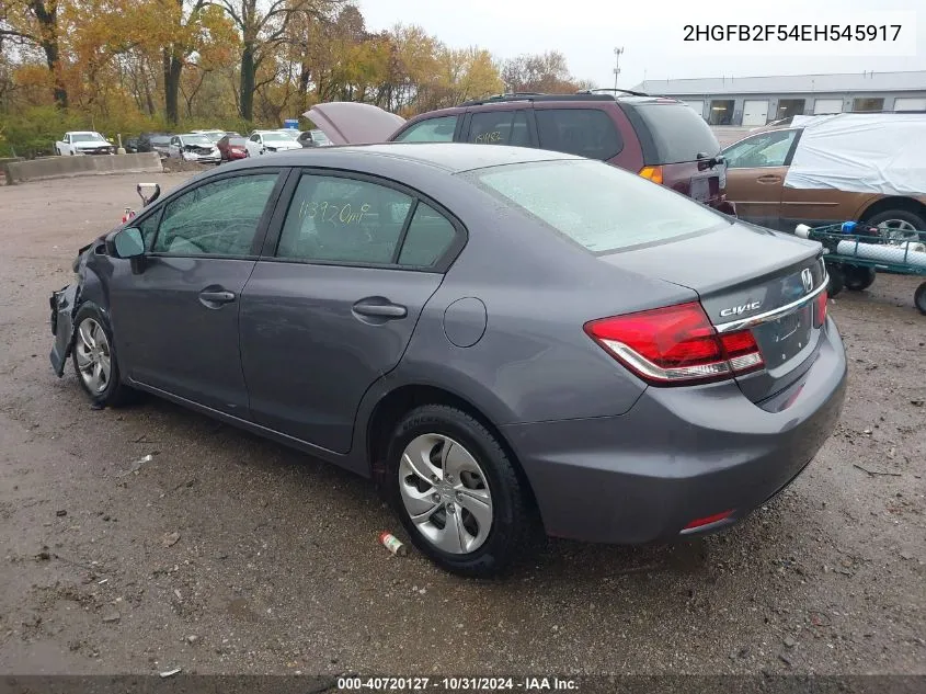 2014 Honda Civic Lx VIN: 2HGFB2F54EH545917 Lot: 40720127