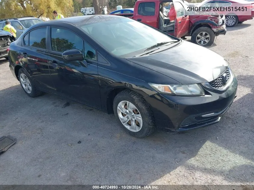 2014 Honda Civic Lx VIN: 2HGFB2F5XEH515451 Lot: 40724993