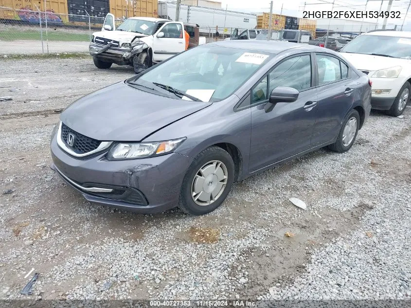 2014 Honda Civic Hf VIN: 2HGFB2F6XEH534932 Lot: 40727353