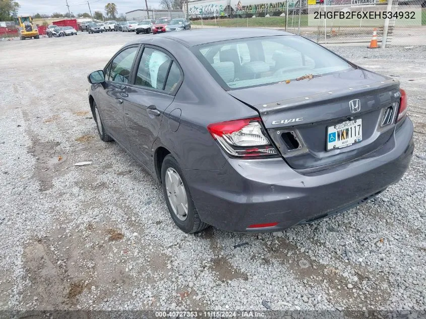 2014 Honda Civic Hf VIN: 2HGFB2F6XEH534932 Lot: 40727353