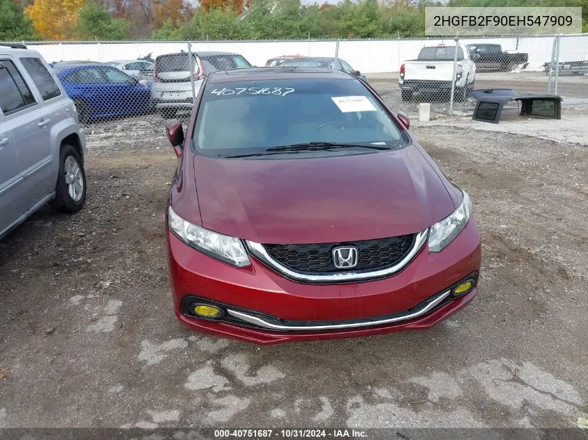 2014 Honda Civic Ex-L VIN: 2HGFB2F90EH547909 Lot: 40751687