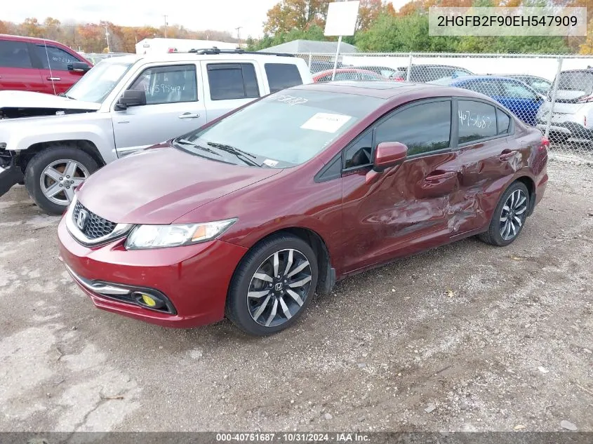 2014 Honda Civic Ex-L VIN: 2HGFB2F90EH547909 Lot: 40751687