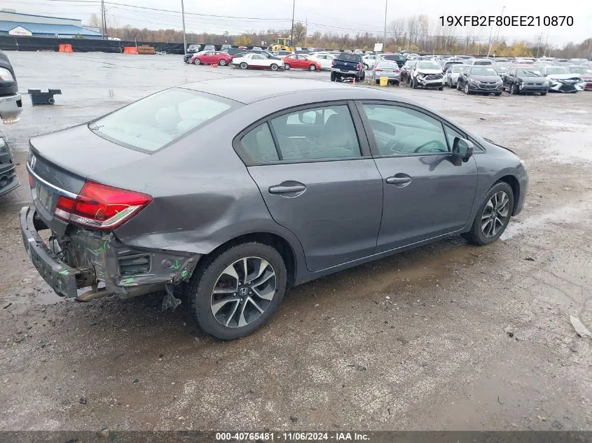 2014 Honda Civic Ex VIN: 19XFB2F80EE210870 Lot: 40765481