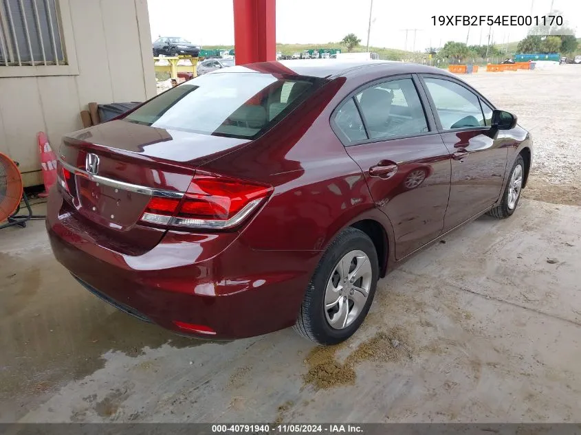 2014 Honda Civic Lx VIN: 19XFB2F54EE001170 Lot: 40791940