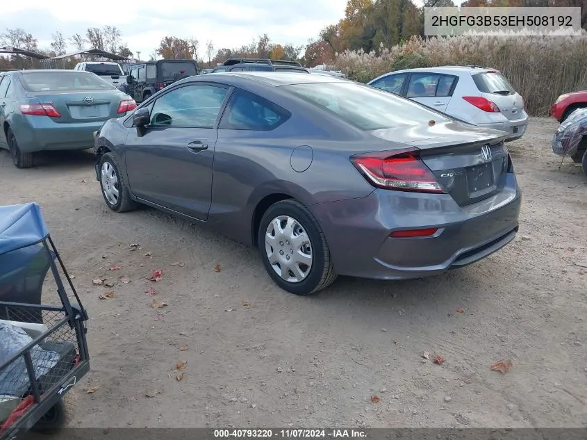 2014 Honda Civic Lx VIN: 2HGFG3B53EH508192 Lot: 40793220