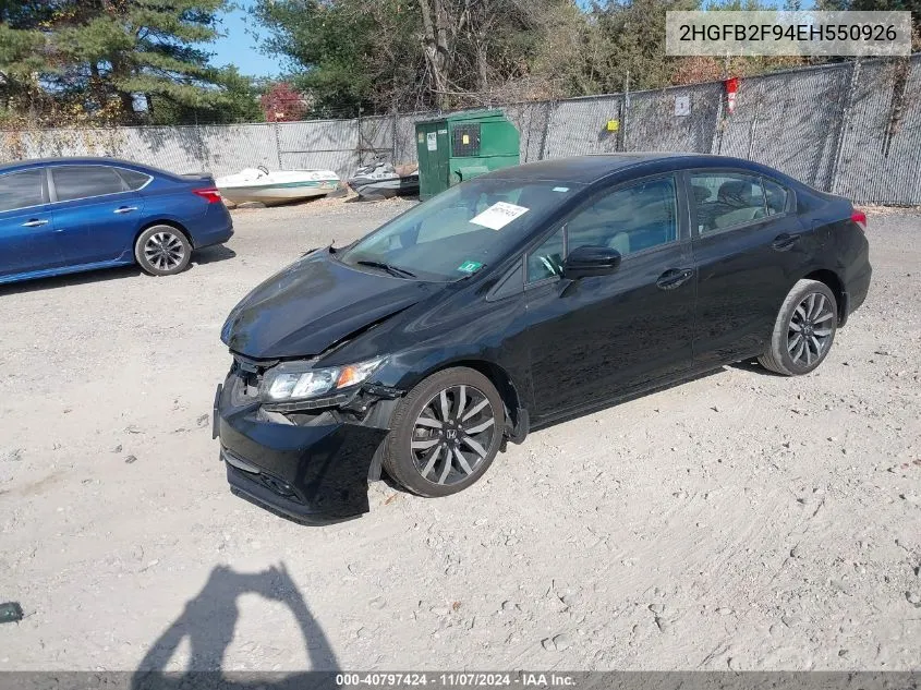 2014 Honda Civic Ex-L VIN: 2HGFB2F94EH550926 Lot: 40797424