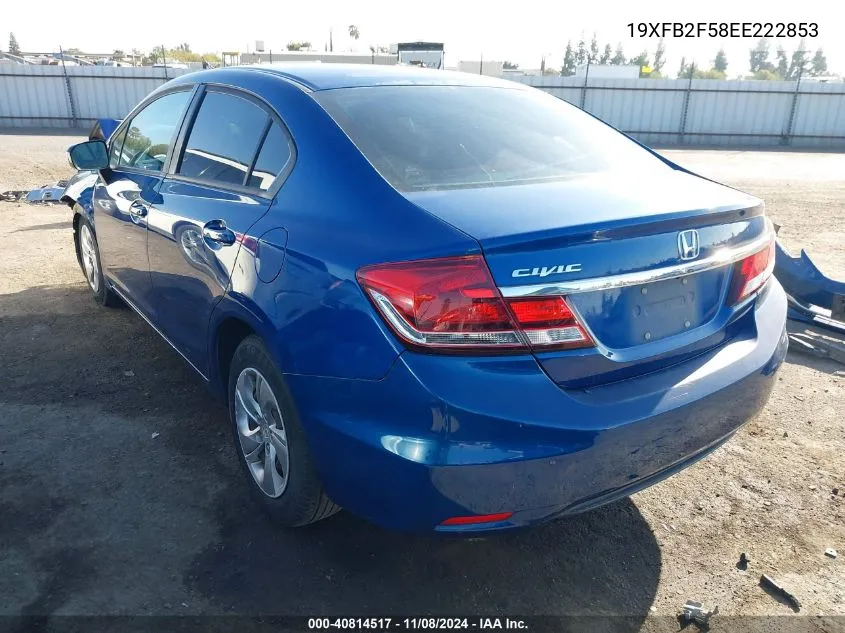 2014 Honda Civic Lx VIN: 19XFB2F58EE222853 Lot: 40814517