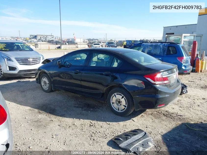 2015 Honda Civic Sedan VIN: 2HGFB2F42FH009783 Lot: 12093273