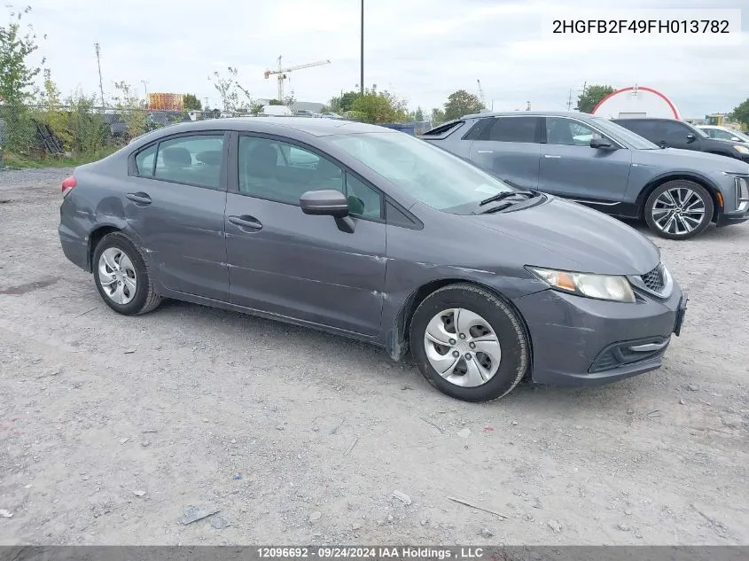 2015 Honda Civic Sedan VIN: 2HGFB2F49FH013782 Lot: 12096692