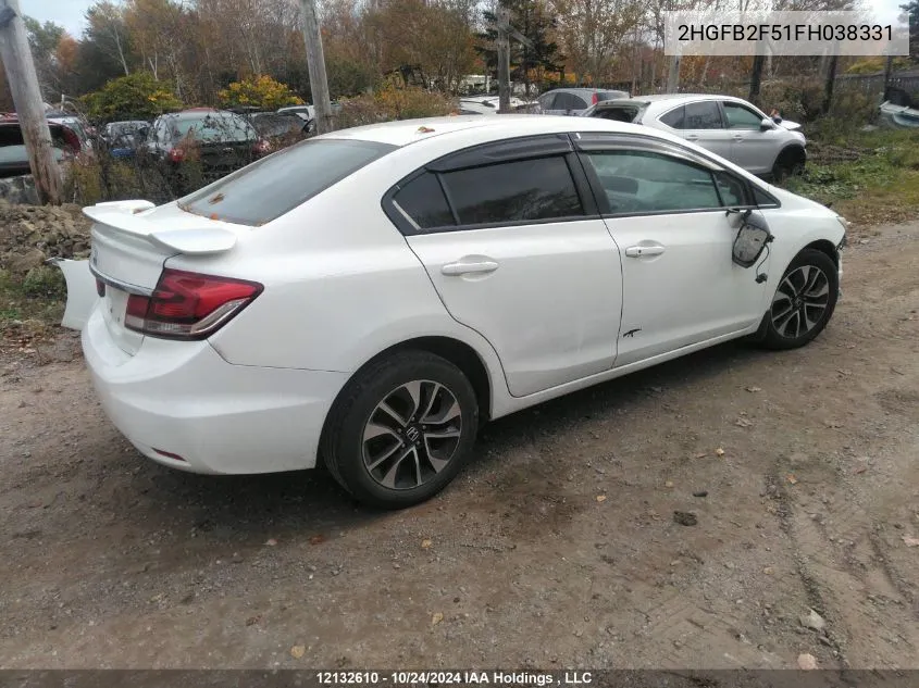 2015 Honda Civic Sedan VIN: 2HGFB2F51FH038331 Lot: 12132610