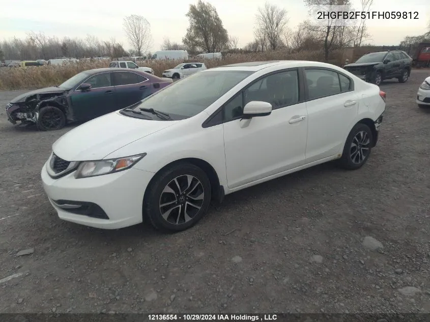 2015 Honda Civic Sedan VIN: 2HGFB2F51FH059812 Lot: 12136554