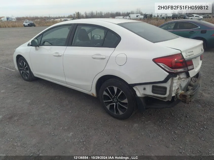 2015 Honda Civic Sedan VIN: 2HGFB2F51FH059812 Lot: 12136554