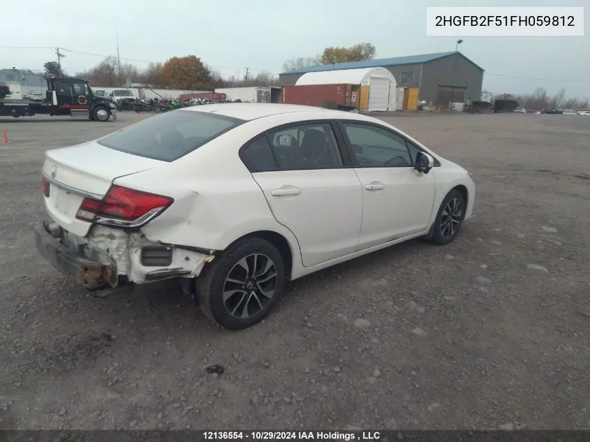 2015 Honda Civic Sedan VIN: 2HGFB2F51FH059812 Lot: 12136554