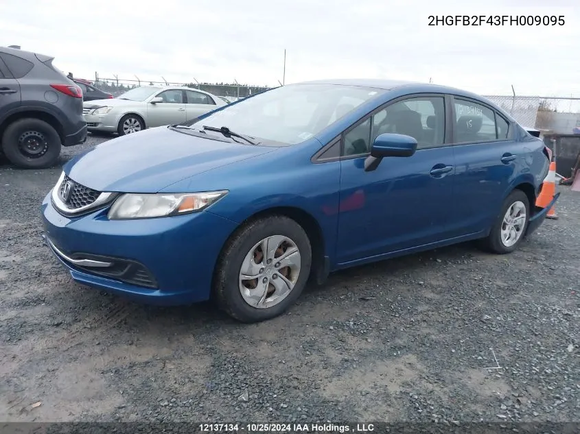 2015 Honda Civic Sedan VIN: 2HGFB2F43FH009095 Lot: 12137134