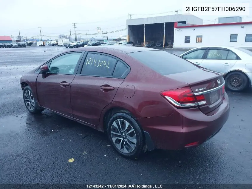 2015 Honda Civic Sedan VIN: 2HGFB2F57FH006290 Lot: 12143242