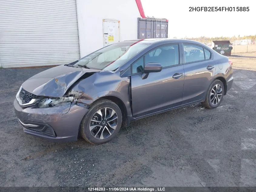 2015 Honda Civic Sedan VIN: 2HGFB2E54FH015885 Lot: 12146283