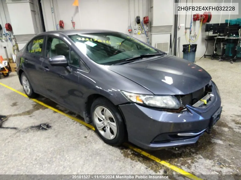 2015 Honda Civic Lx VIN: 2HGFB2E4XFH032228 Lot: 20181527