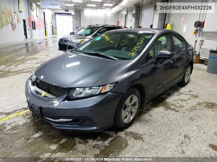 2015 Honda Civic Lx VIN: 2HGFB2E4XFH032228 Lot: 20181527