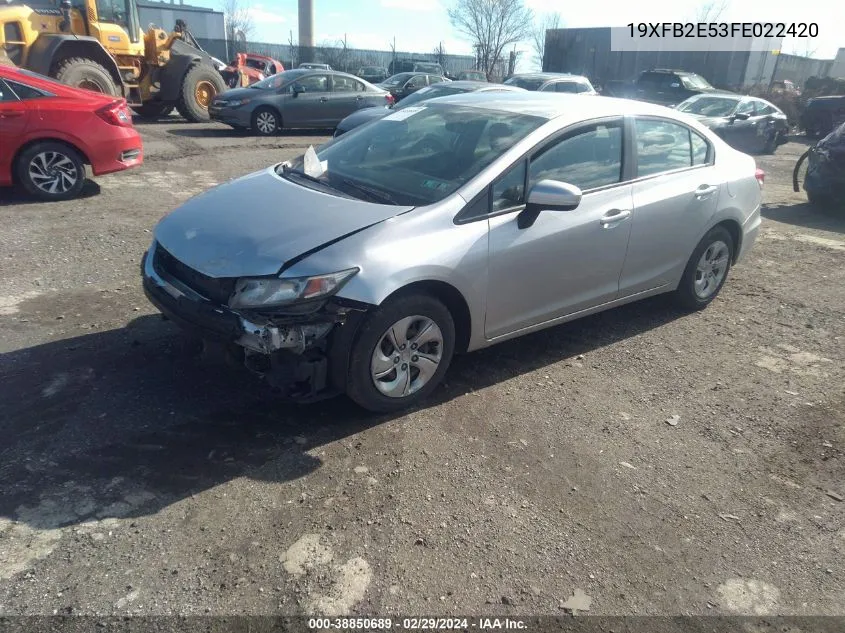 2015 Honda Civic Lx VIN: 19XFB2E53FE022420 Lot: 38850689